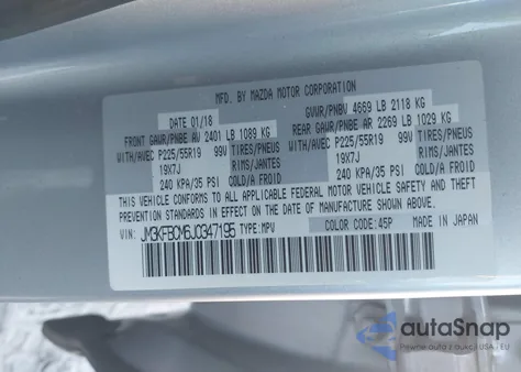 2018 Mazda Cx-5 Touring from USA, damaged, VIN JM3KFBCM6J0347195